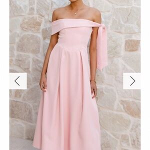 Billy J Bentley one shoulder midi dress pink